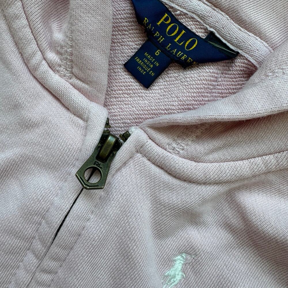 Polo Ralph Lauren Girls Light Pink Hoodie Sweatshirt Sz 6 - Picture 3 of 3